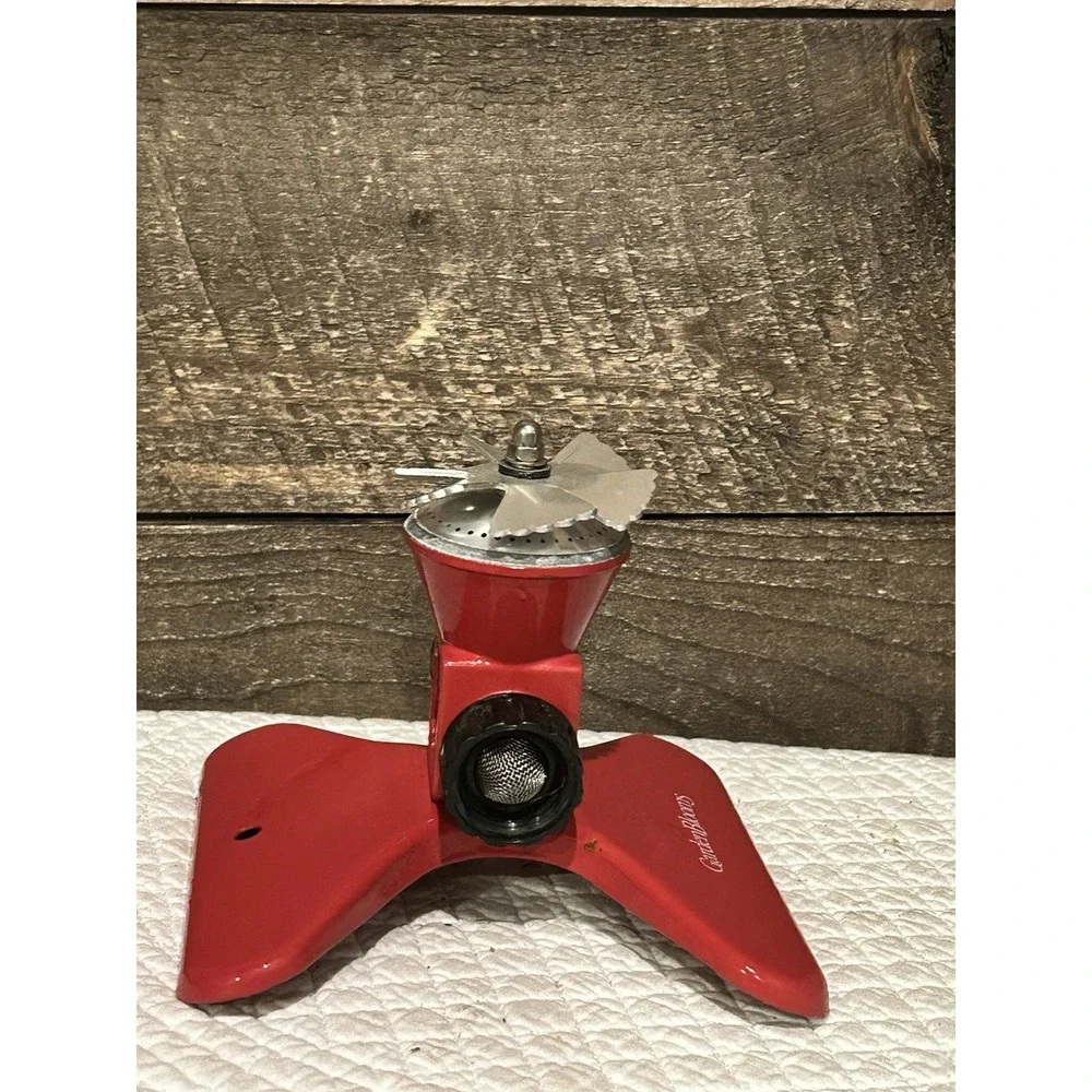 Vintage Red Square Spray Metal Lawn Sprinkler By Garden Blooms